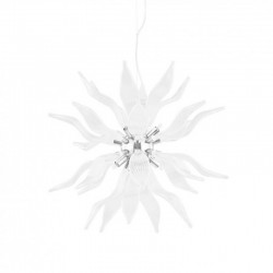 Μεταλλικό Πολύφωτο Κρεμαστό Φωτιστικό Με Διακοσμημένο Γυαλί Σε Φιμέ Χρώμα 8XG9 LEAVES IDEAL LUX 