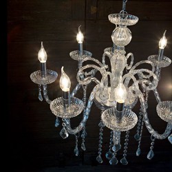 Φωτιστικό Πολυέλαιος Από Φυσητό Γυαλί Με Λεπτομέρειες Χρώμιο Και Κρύσταλλα 6xE14 Κόκκινο GIUDECCA IDEAL LUX