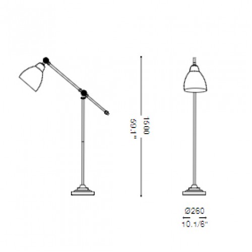 Μεταλλικό Φωτιστικό Δαπέδου Με Ρυθμιζόμενο Βραχίωνα Και Εσωτερικό Λευκό Σε Μαύρο Ματ Χρώμα 1XE27 NEWTON IDEAL LUX