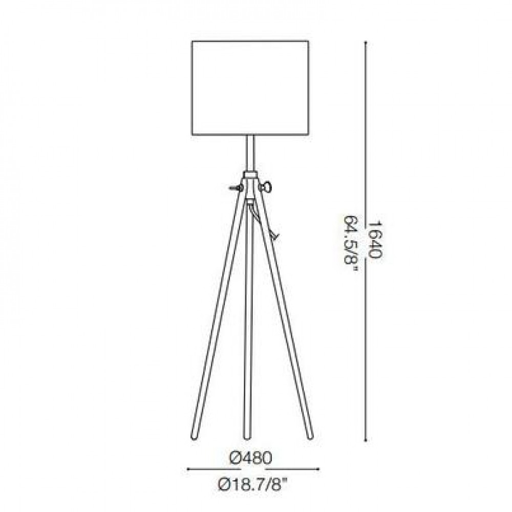 Φωτιστικό Δαπέδου Από Φυσικό Ξύλο Και Κόκκινο Καλώδιο Σε Μαύρο Χρώμα Ø480 1XE27 YORK IDEAL LUX