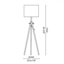 Φωτιστικό Δαπέδου Από Φυσικό Ξύλο Και Κόκκινο Καλώδιο Σε Λευκό Χρώμα Ø480 1XE27 YORK IDEAL LUX