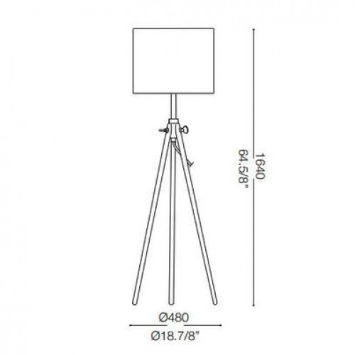 Φωτιστικό Δαπέδου Από Φυσικό Ξύλο Και Κόκκινο Καλώδιο Σε Ξύλινο Χρώμα Ø480 1XE27 YORK IDEAL LUX
