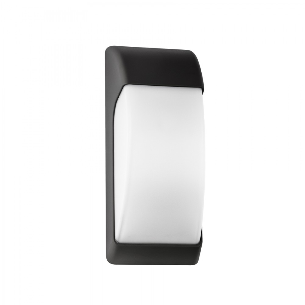 Αδιάβροχο Πλαστικό Φωτιστικό Απλίκα Τοίχου Σκούρο Γκρι Με Οπαλ PC Κάλυμμα 1XE27 Led Id