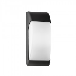 Αδιάβροχο Πλαστικό Φωτιστικό Απλίκα Τοίχου Σκούρο Γκρι Με Οπαλ PC Κάλυμμα 1XE27 Led Id