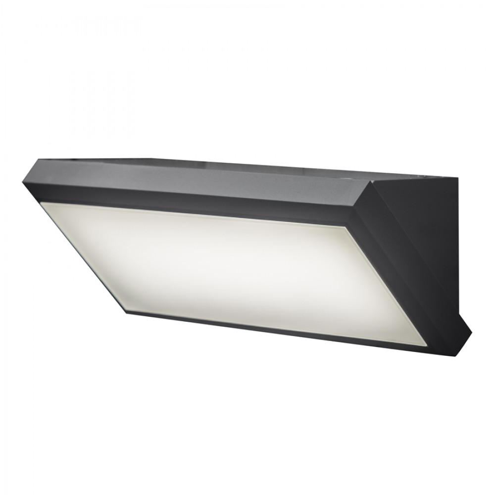 Αδιάβροχο Πλαστικό Φωτιστικό Απλίκα Τοίχου Σκούρο Γκρι Με Οπαλ PC Κάλυμμα 1XE27 Led Id