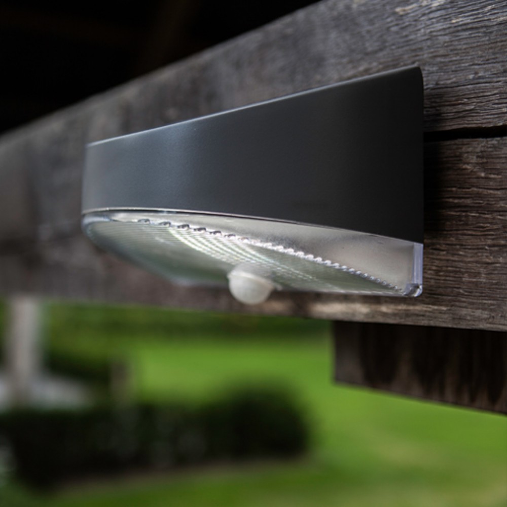 LED Ηλιακό Επιτοίχιο Φωτιστικό 1.2W Σε Ασημί Χρώμα Με Αισθητήρα Κίνησης IP44 BREAD LUTEC