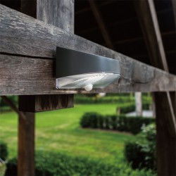 LED Ηλιακό Επιτοίχιο Φωτιστικό 1.2W Σε Ασημί Χρώμα Με Αισθητήρα Κίνησης IP44 BREAD LUTEC