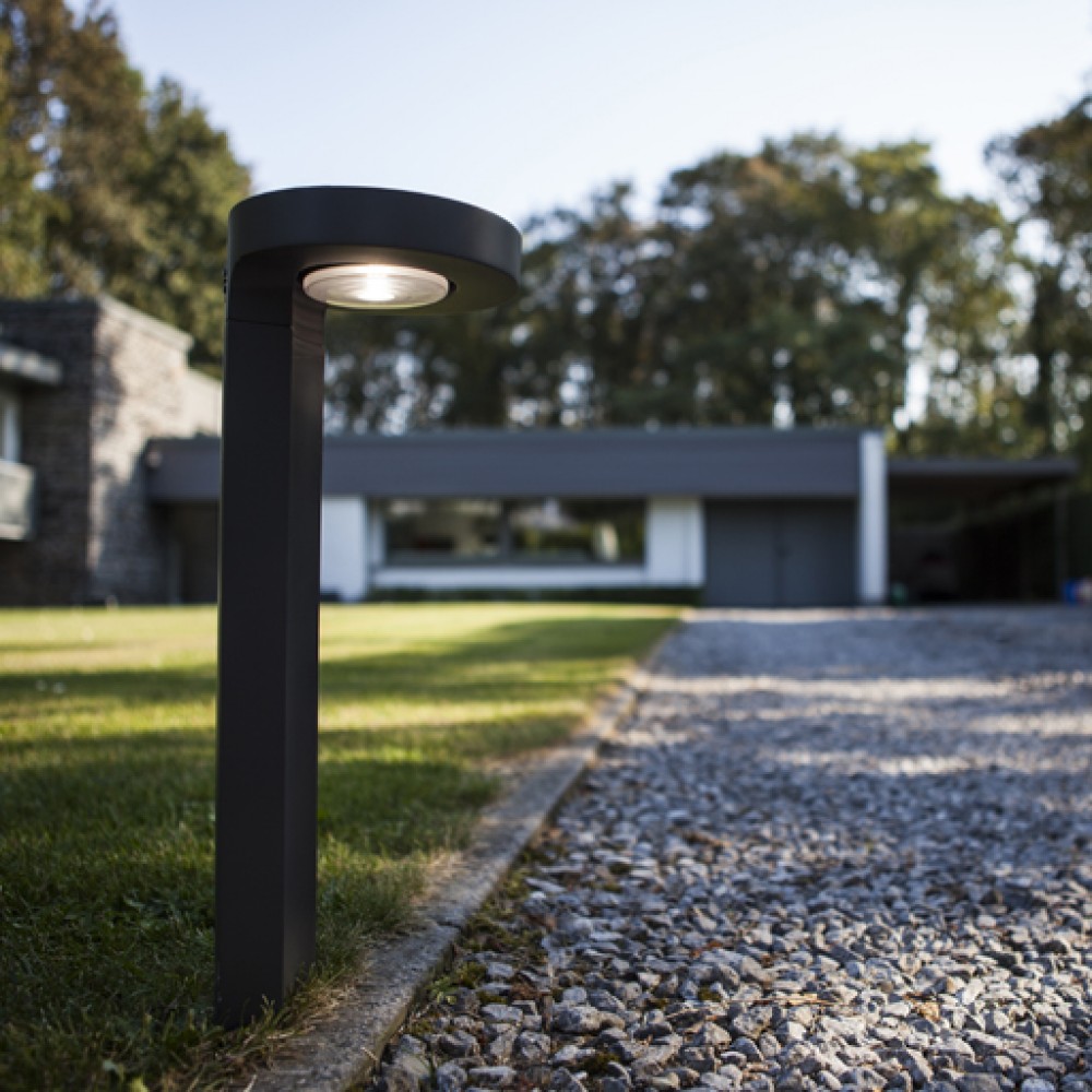 LED Ηλιακό Φωτιστικό Κολωνάκι 2W Σε Χρώμα Γραφίτη IP44 DISO LUTEC