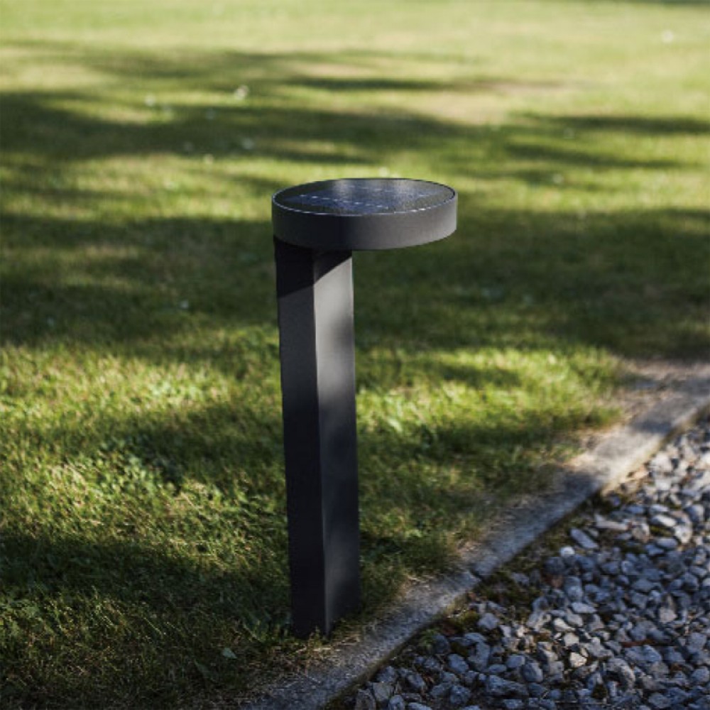 LED Ηλιακό Φωτιστικό Κολωνάκι 2W Σε Χρώμα Γραφίτη IP44 DISO LUTEC