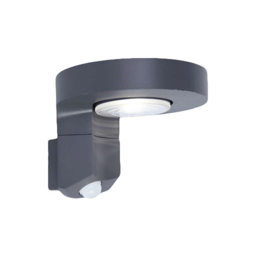 LED Ηλιακό Επιτοίχιο Φωτιστικό 2W Σε Χρώμα Γραφίτη Με Αισθητήρα Κίνησης IP44 DISO LUTEC