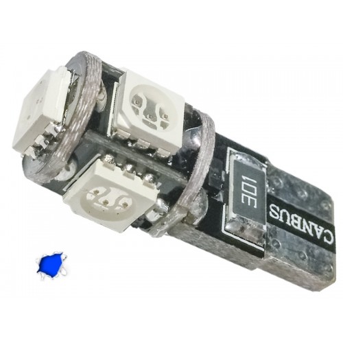 Λαμπτήρας T10 Can Bus με 5 SMD 5050 Μπλέ