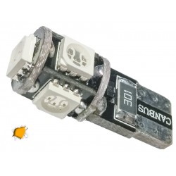 Λαμπτήρας T10 Can Bus με 5 SMD 5050 Πορτοκαλί