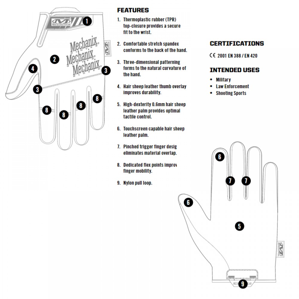 Δερμάτινα Γάντια Επαγγελματική Σειρά USA T/S Recon Covert MECHANIX