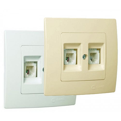 Χωνευτή Πρίζα TF Διπλή RJ11 Lillium Σε Μπεζ Χρώμα Makel