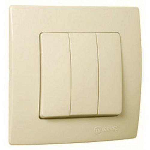 Χωνευτός Διακόπτης Τριπλός Lillium Σε Μπεζ Χρώμα Makel