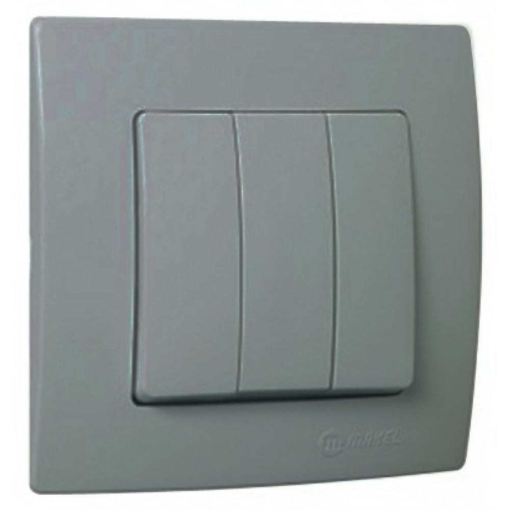 Χωνευτός Διακόπτης Τριπλός Lillium Σε Ανθρακί Ματ Χρώμα Makel