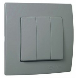 Χωνευτός Διακόπτης Τριπλός Lillium Σε Ασημί Ματ Χρώμα Makel