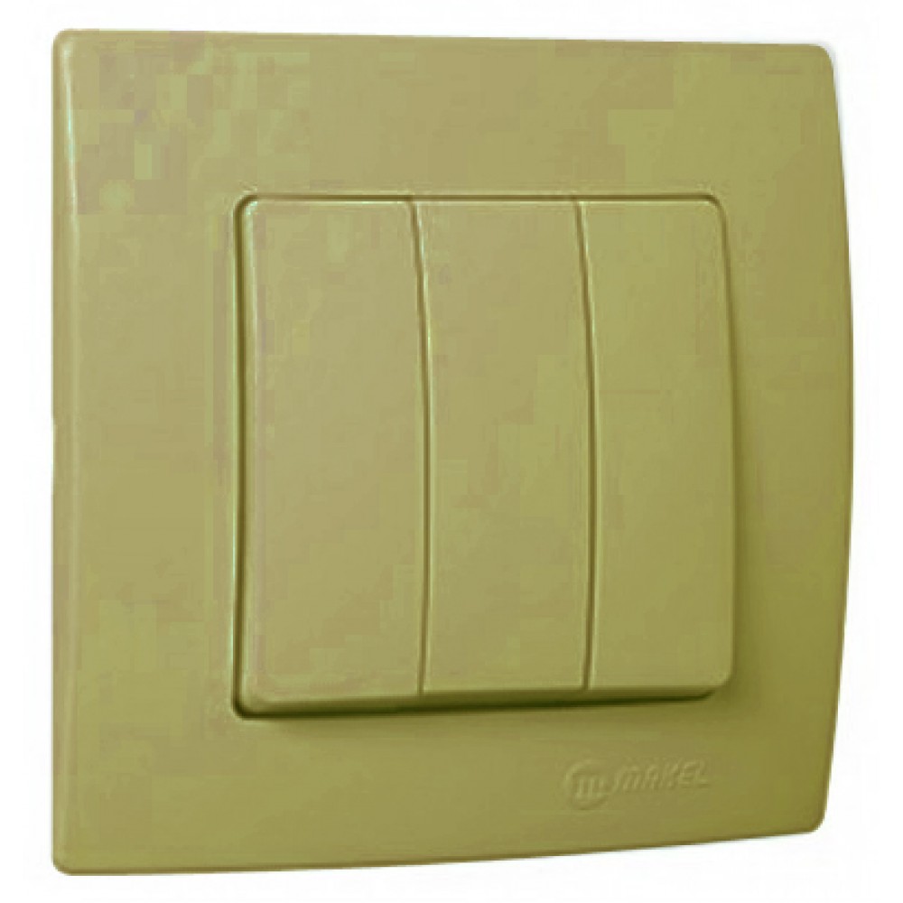 Χωνευτός Διακόπτης Τριπλός Lillium Σε Χρυσό Ματ Χρώμα Makel