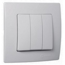 Χωνευτός Διακόπτης Τριπλός Lillium Σε Περλέ Ματ Χρώμα Makel