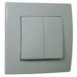 Χωνευτός Διακόπτης Διπλός A/R Lillium Σε Ασημί Ματ Χρώμα Makel