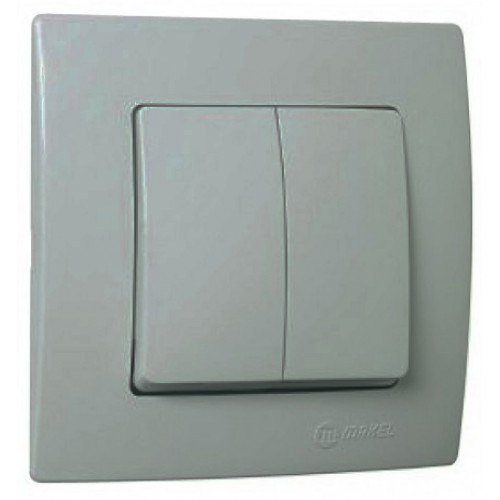 Χωνευτός Διακόπτης Διπλός A/R Lillium Σε Ασημί Ματ Χρώμα Makel