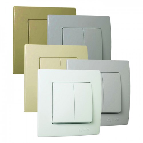 Χωνευτός Διακόπτης Διπλός A/R Lillium Σε Ασημί Ματ Χρώμα Makel