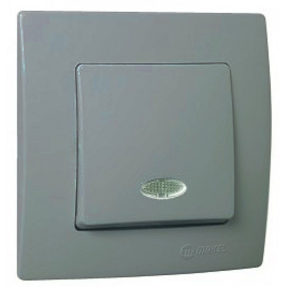 Χωνευτός Διακόπτης Μπουτόν Με Φωτάκι Lillium Σε Ασημί Ματ Χρώμα Makel