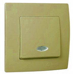 Χωνευτός Διακόπτης Μπουτόν Με Φωτάκι Lillium Σε Χρυσό Ματ Χρώμα Makel