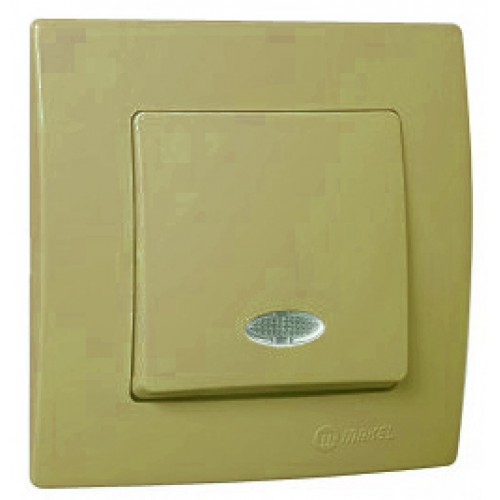 Χωνευτός Διακόπτης Μπουτόν Με Φωτάκι Lillium Σε Χρυσό Ματ Χρώμα Makel