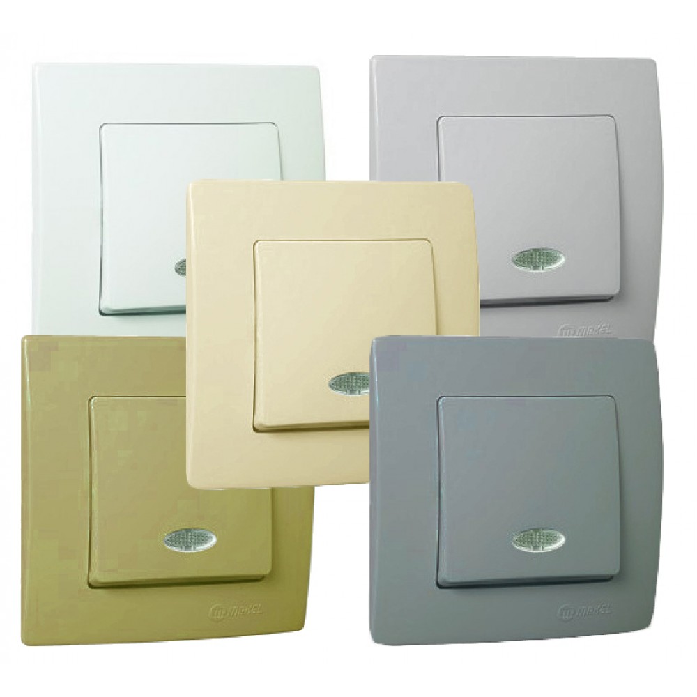 Χωνευτός Διακόπτης Μπουτόν Με Φωτάκι Lillium Σε Ασημί Ματ Χρώμα Makel