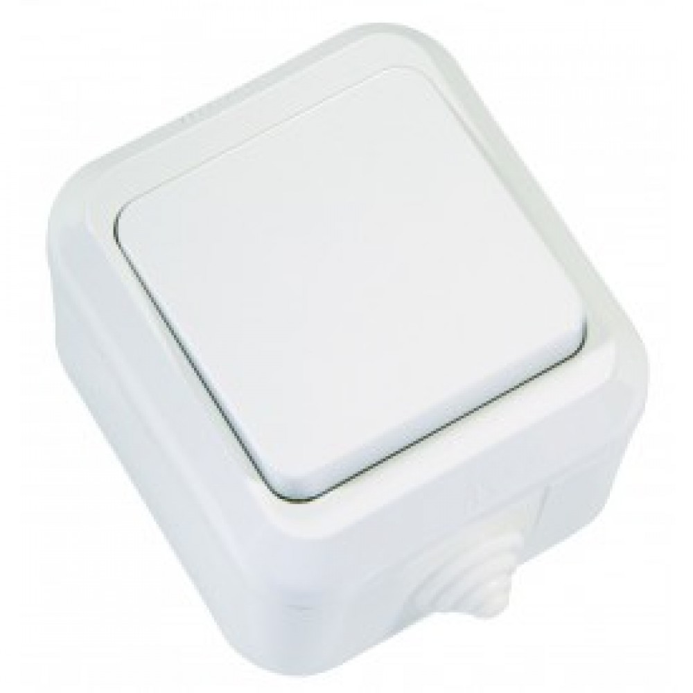 Εξωτερικός Απλός Μονός Διακόπτης Επιφανείας Σε Λευκό 240V/10W IP44 Makel