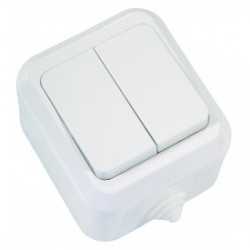 Εξωτερικός K/M Διπλός Διακόπτης Επιφανείας Σε Λευκό 240V/10W IP44 Makel