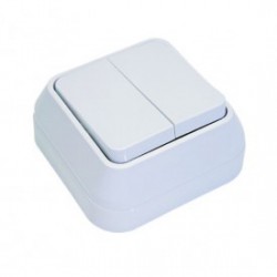 Εξωτερικός K/M Διπλός Διακόπτης Επιφανείας Σε Λευκό 240V/10W IP20 Makel