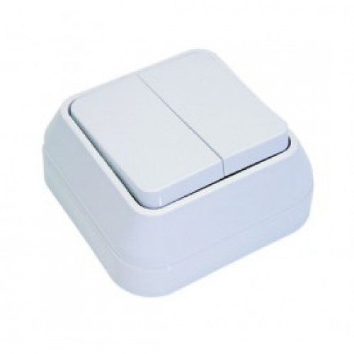 Εξωτερικός K/M Διπλός Διακόπτης Επιφανείας Σε Λευκό 240V/10W IP20 Makel