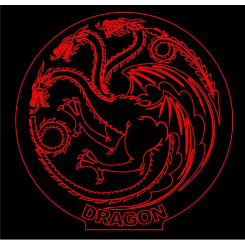 LED Φωτιστικό Χαραγμένο Plexiglass Με Σχέδιο Game of Thrones Με Διακόπτη ON/OFF AlphaLed