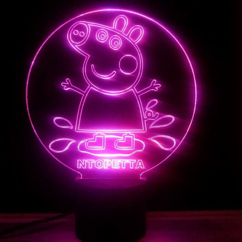 LED Φωτιστικό Χαραγμένο Plexiglass Με Σχέδιο Peppa Pig Με Διακόπτη ON/OFF AlphaLed