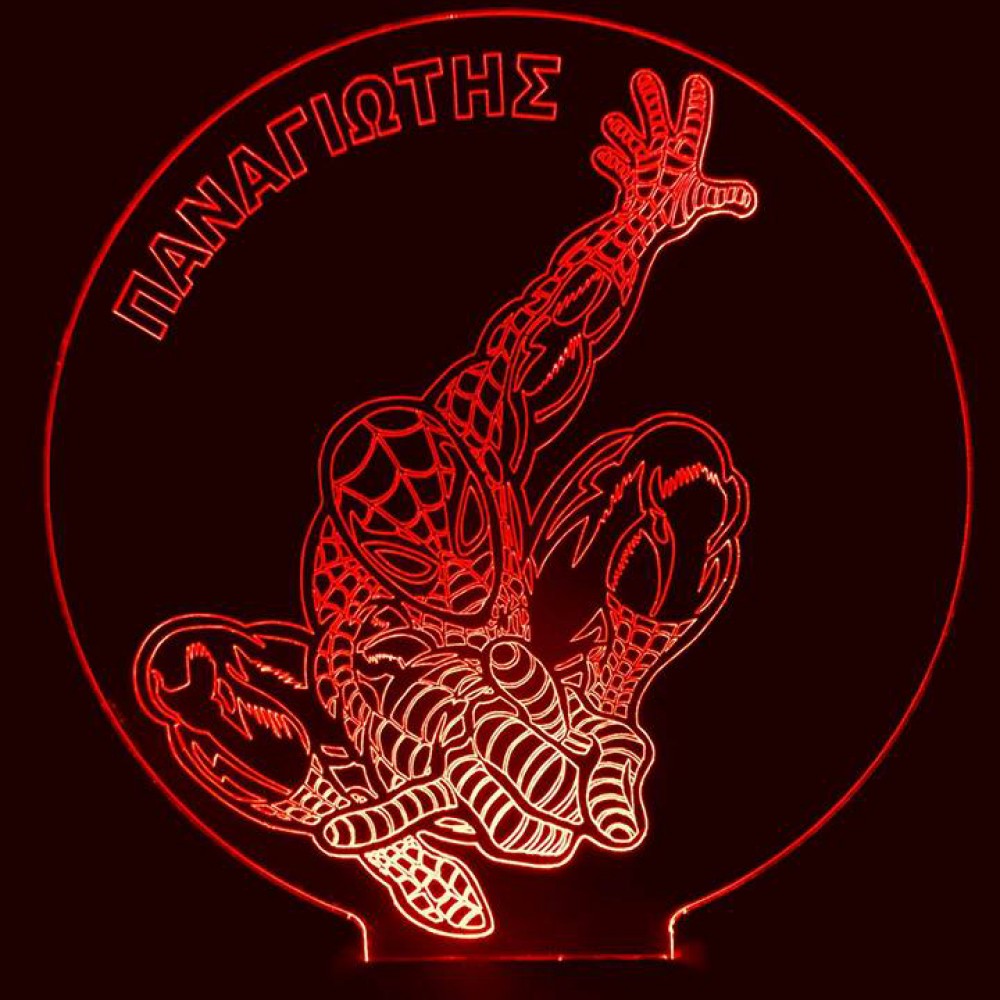 LED Φωτιστικό Χαραγμένο Plexiglass Με Σχέδιο Spiderman Με Διακόπτη ON/OFF AlphaLed