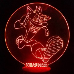 LED Φωτιστικό Χαραγμένο Plexiglass Με Σχέδιο Crash Bandicoot Με Διακόπτη ON/OFF Plexi