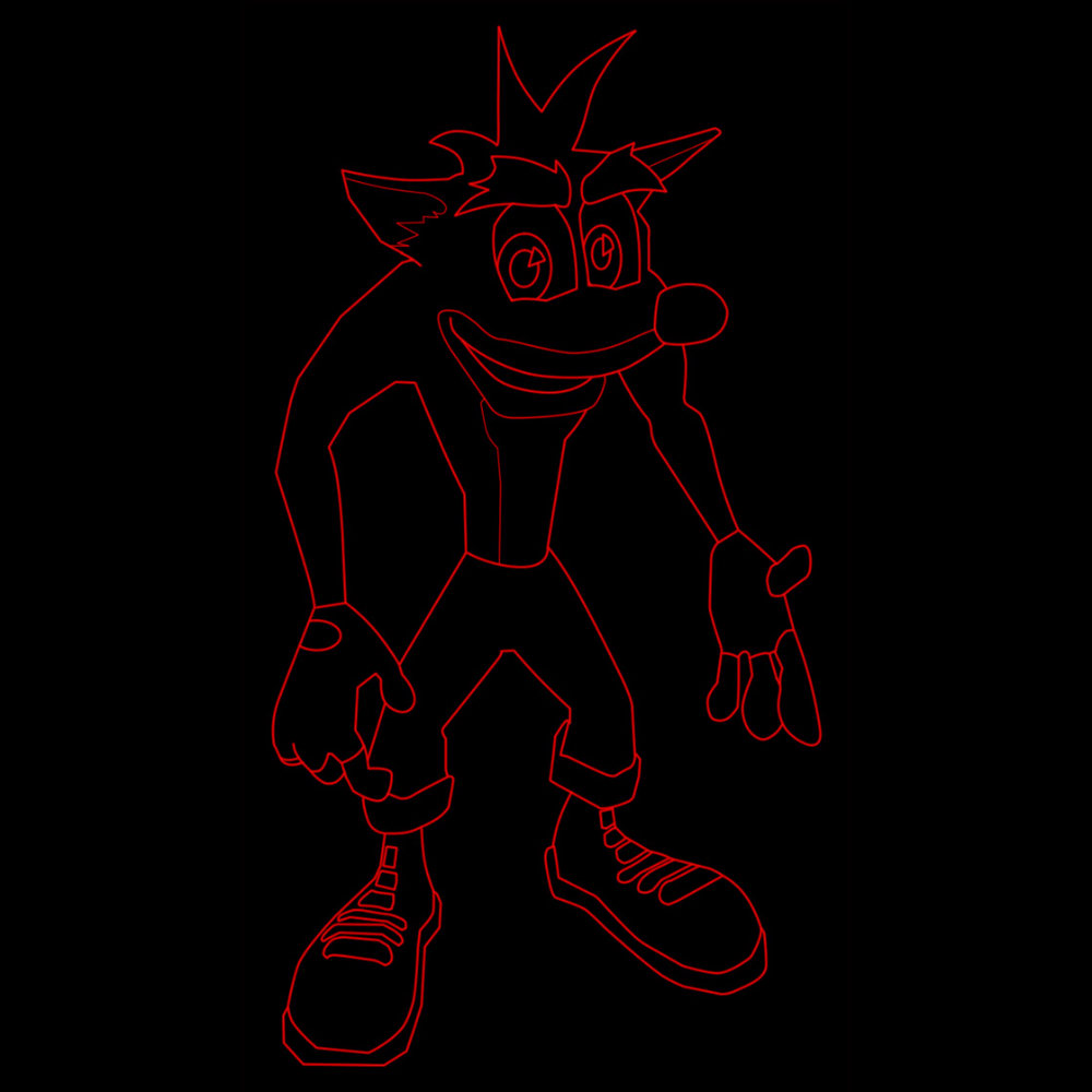 LED Φωτιστικό Χαραγμένο Plexiglass Με Σχέδιο Crash Bandicoot Με Διακόπτη ON/OFF Plexi