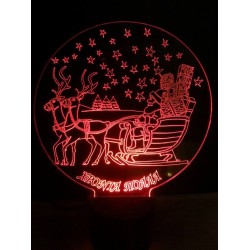 LED Φωτιστικό Χαραγμένο Plexiglass Με Σχέδιο Το Έλκηθρο Του Αϊ Βασίλη  Με Διακόπτη ON/OFF AlphaLed