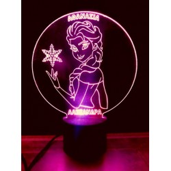 LED Φωτιστικό Χαραγμένο Plexiglass Με Σχέδιο Elsa Princess Frozen Με Διακόπτη ON/OFF AlphaLed