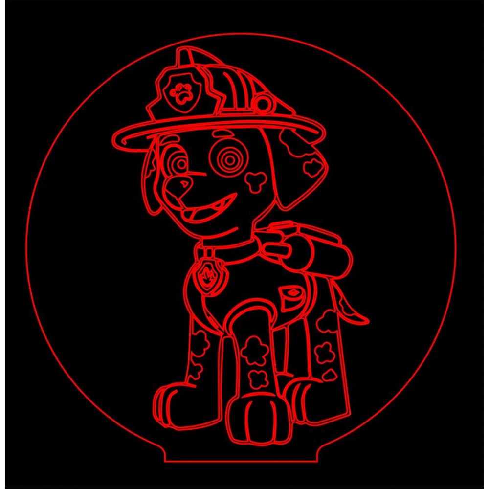 LED Φωτιστικό Χαραγμένο Plexiglass Με Paw Patrol Marchall Με Διακόπτη ON/OFF Plexi