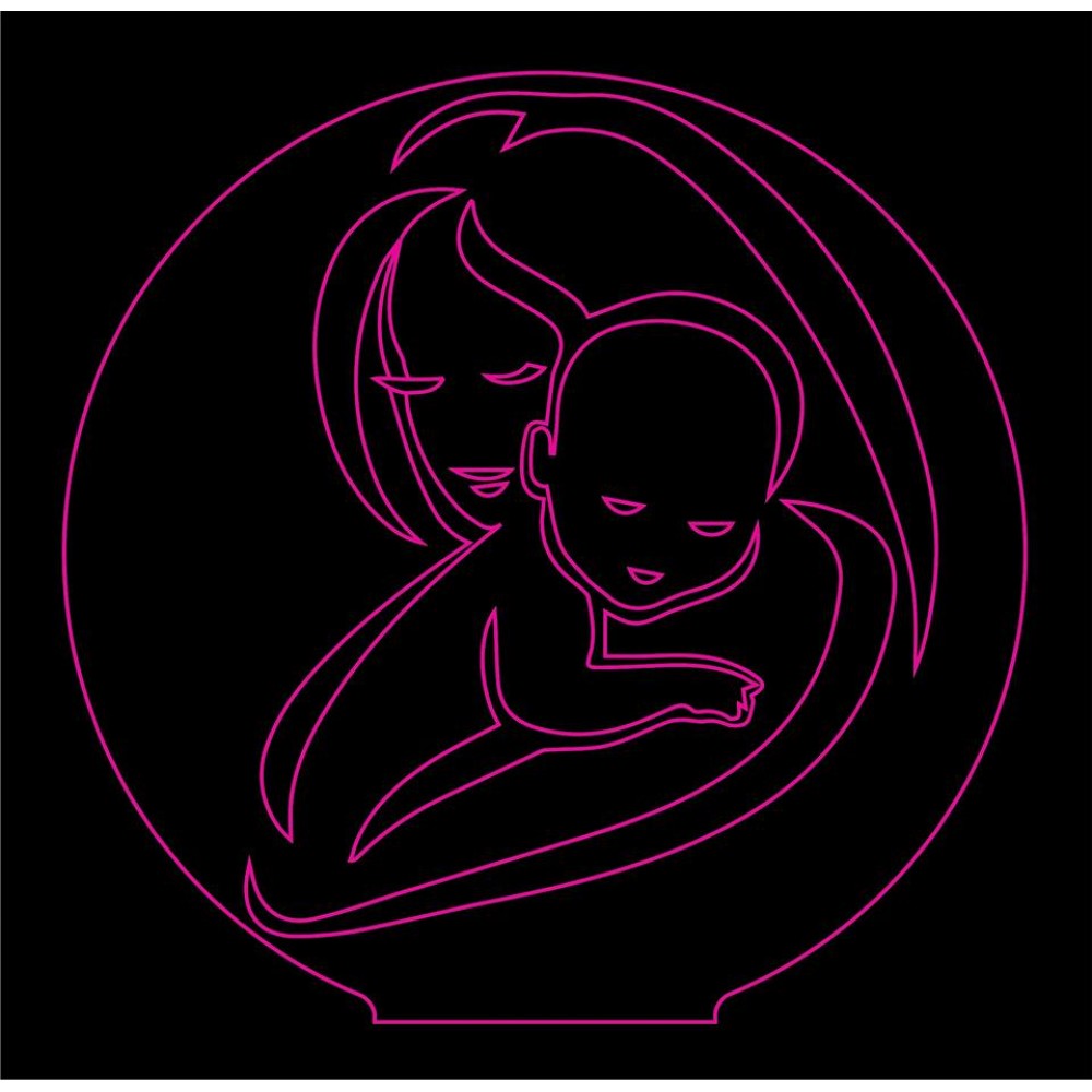 LED Φωτιστικό Χαραγμένο Plexiglass Με Σχέδιο Μητρική Αγκαλιά Με Διακόπτη ON/OFF Plexi