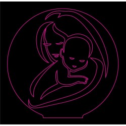 LED Φωτιστικό Χαραγμένο Plexiglass Με Σχέδιο Μητρική Αγκαλιά Με Διακόπτη ON/OFF Plexi