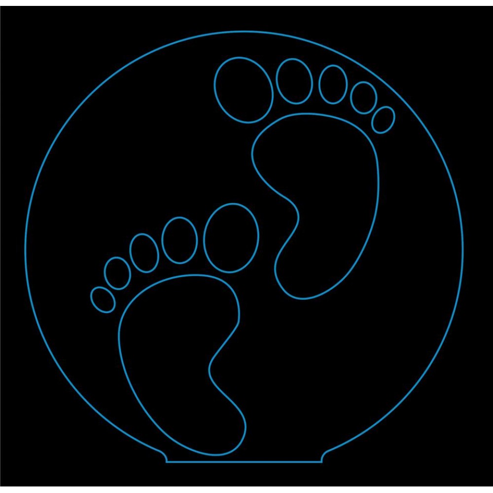 LED Φωτιστικό Χαραγμένο Plexiglass Με Σχέδιο Πατουσάκια Μωρού Με Διακόπτη ON/OFF Plexi