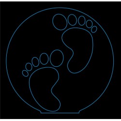 LED Φωτιστικό Χαραγμένο Plexiglass Με Σχέδιο Πατουσάκια Μωρού Με Διακόπτη ON/OFF Plexi