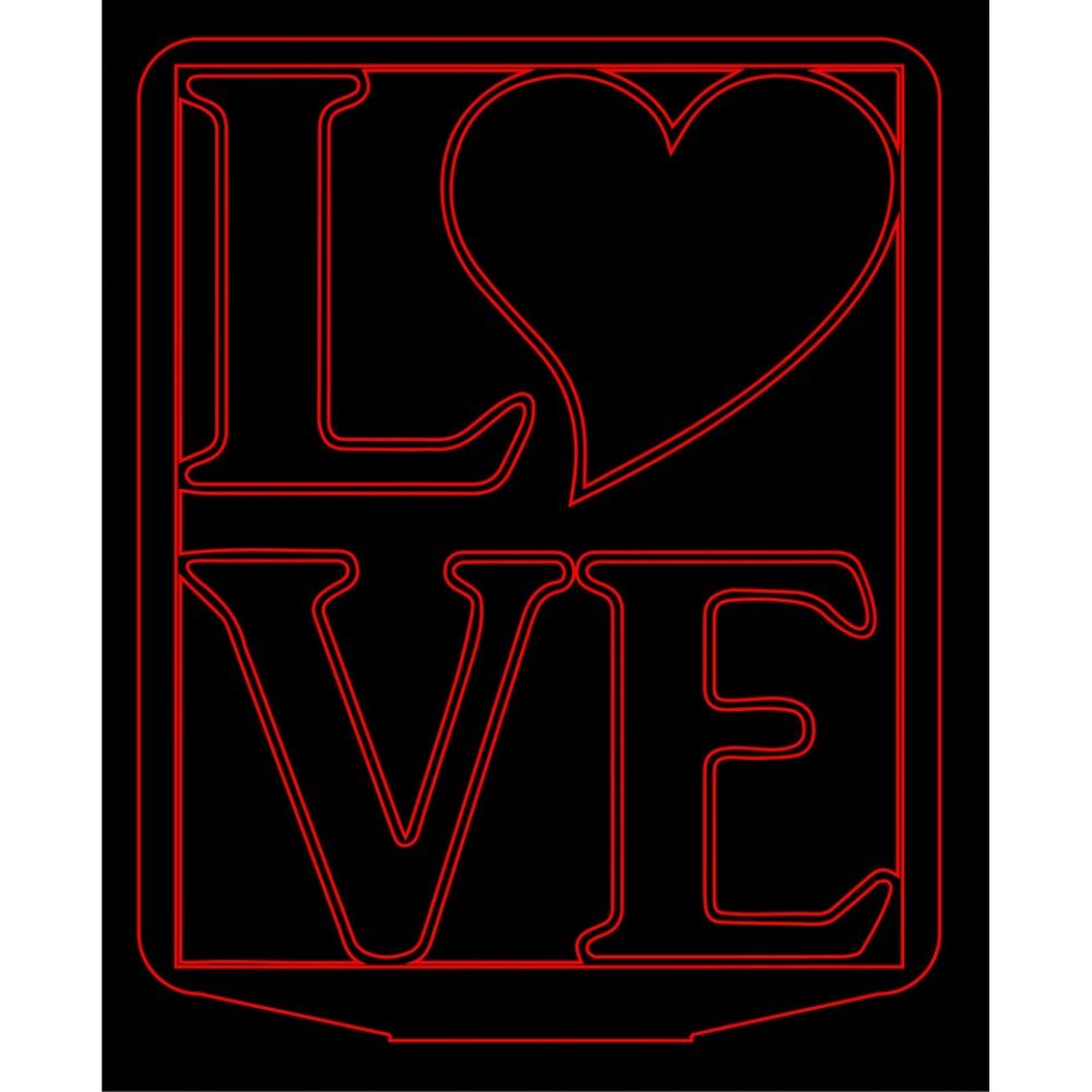 LED Φωτιστικό Χαραγμένο Plexiglass Με Σχέδιο Love Με Διακόπτη ON/OFF Plexi
