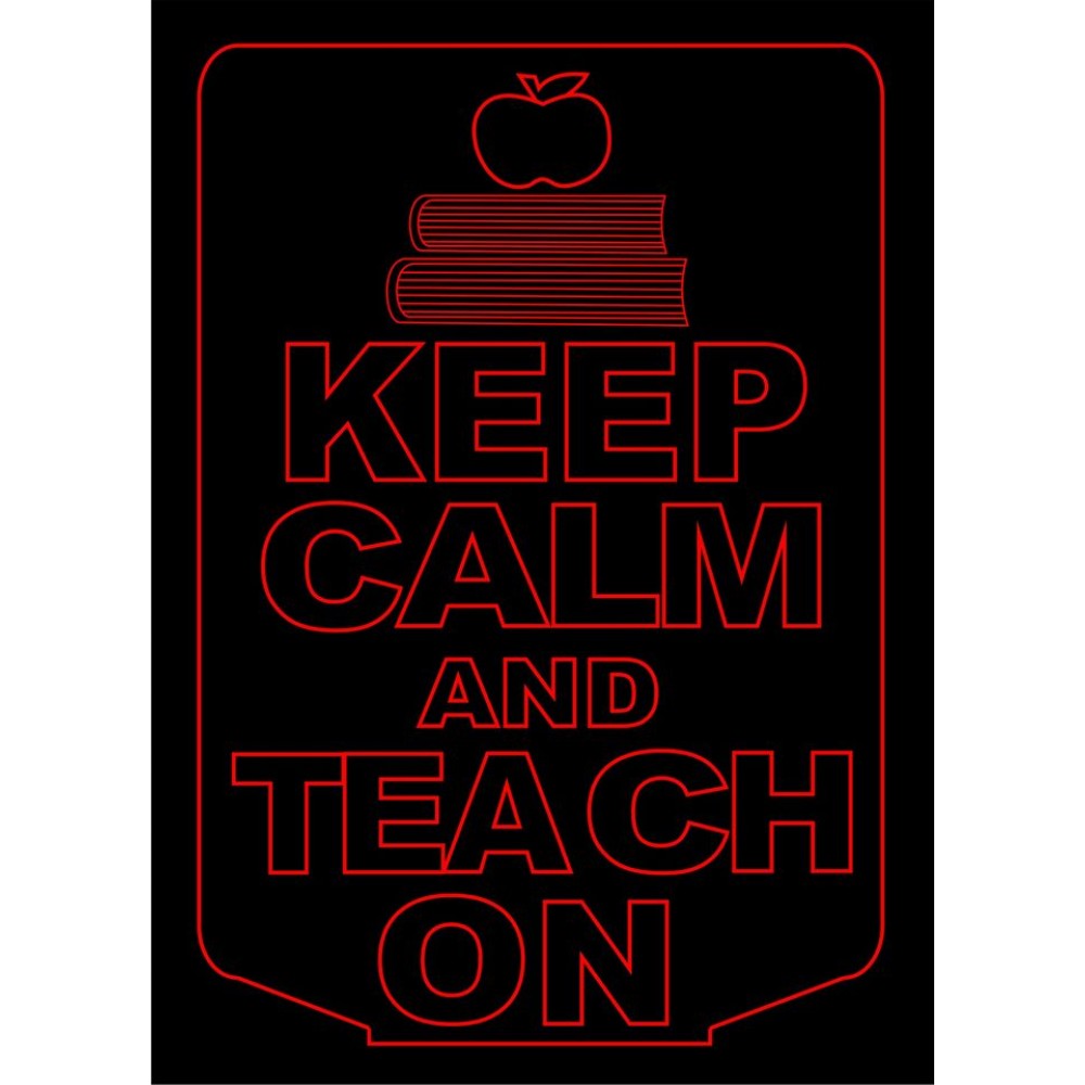 LED Φωτιστικό Χαραγμένο Plexiglass Με Σχέδιο Keep Calm And Teach On Με Διακόπτη ON/OFF Plexi
