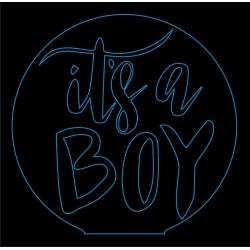 LED Φωτιστικό Χαραγμένο Plexiglass Με Σχέδιο It's A Boy Με Διακόπτη ON/OFF Plexi