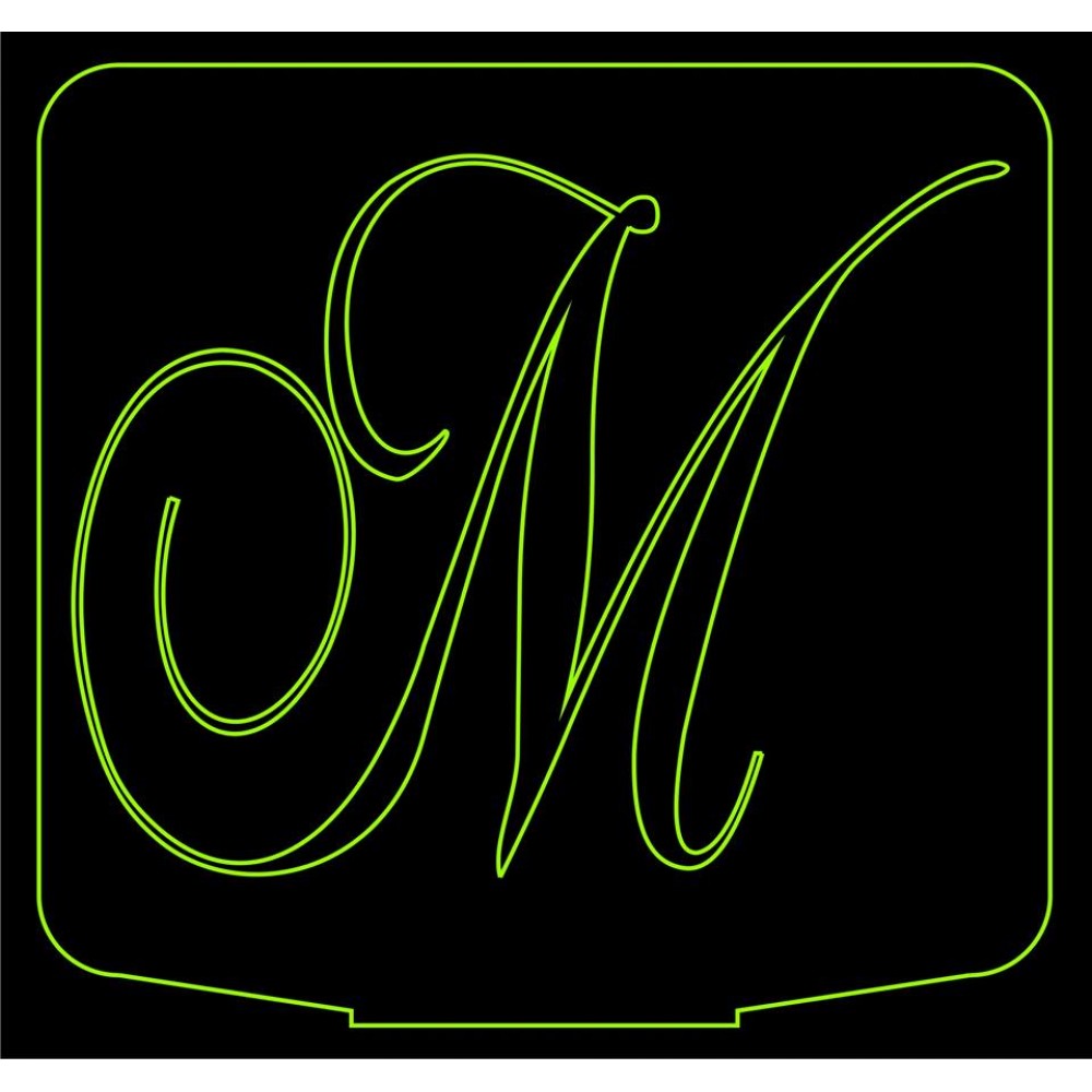 LED Φωτιστικό Χαραγμένο Plexiglass Με Σχέδιο Αρχικό Γράμμα -Μ- Με Διακόπτη ON/OFF Plexi